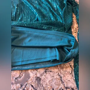 Grace Karin XL Green Sequin Cocktail Dress Asymmetrical Wrap Waist Holiday Party thumbnail 11