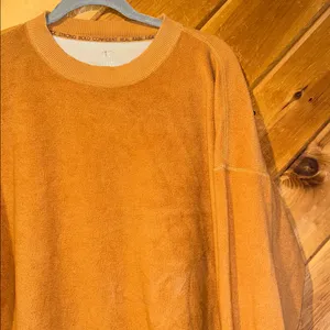 Aerie fuzzy light Sherpa crewneck mustard yellow crewneck sweatshirt thumbnail 3