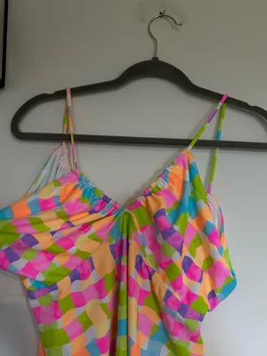 NWT Show‎ Me Your Mumu Micro Mini Swimsuit Coverup Dress Neon Size XL thumbnail 5