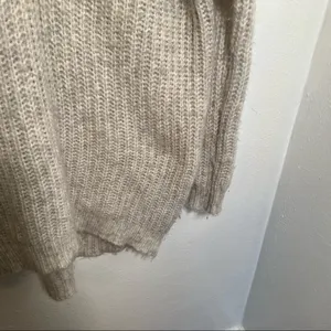 Aerie Womens Size Small Oversized Lace-Up Pullover Sweater Tunic Oatmeal Heather thumbnail 7
