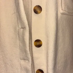 Cream and Tan Button Up Oversized Shacket Size Large Brown thumbnail 5