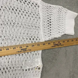 Madewell Sweater‎ Womens XS White Relaxed Open Stitch Tee Crewneck Crop NV254 thumbnail 7