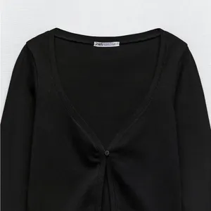Zara Nwt Black Ribbed One Button Closure Cardigan Bloggers Fav Large thumbnail 8
