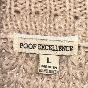 Poof Excellence Chunky Knit Turtleneck Sweater‎ Large Beige Dolman Sleeve Cozy thumbnail 4