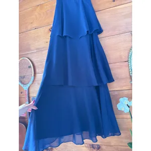 NWT Lulus Elegant Event Navy Ruffled Tie-Back Tiered Maxi Dress Bridesmaid Sz S thumbnail 5