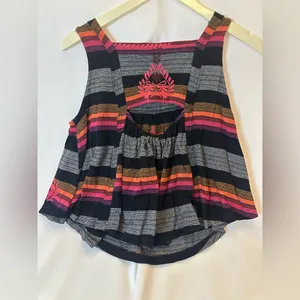 Free People Vintage-Inspired Swing Knit Tank Top XSmall Peak-A-Boo Back, Striped thumbnail 4