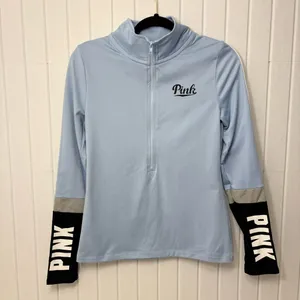 PINK Victoria's Secret ULTIMATE Sky Blue‎ Quarter-Zip Hoodie Size S thumbnail 4
