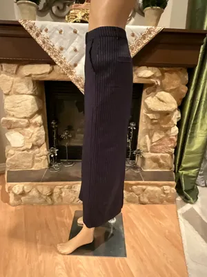 Pinstripe Maxi Dark Navy Skirt thumbnail 7