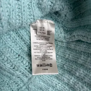 Free People Sunset V-Neck Pullover Sweater Women's M Blue Chunky Knit Boho Cozy thumbnail 9