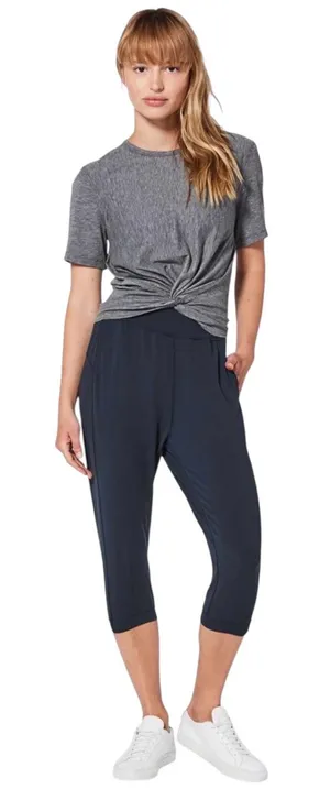 Lululemon Navy Blue Rejuvenate 18” Crop Leggings Pants 6 LW6AMS thumbnail 1