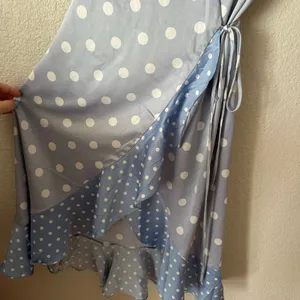 Lulus Love Dottie Polka Dot Satin Wrap Dress Blue Size Small NWT thumbnail 6