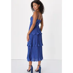 Lulus Cascading Crush Cobalt Blue Tiered Bustier Midi Dress thumbnail 10