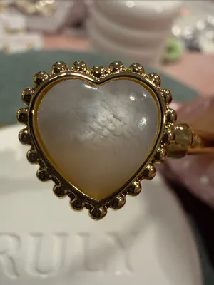 Tory Burch | Gold Plated Logo & Mother of Pearl Heart Bangle | Medium thumbnail 3