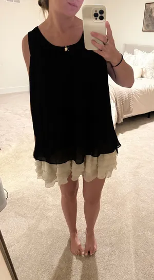 Gabriella Rocha Black ruffle Dress with white underlay mini thumbnail 1