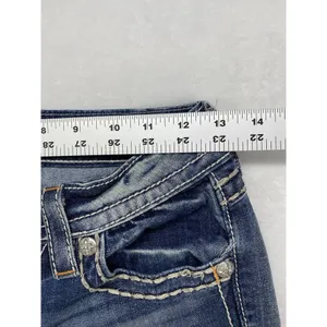 Miss Me Jeans Womens Sz 25 cuffed‎ capri Denim Embellished Fleur de lis Pockets thumbnail 3
