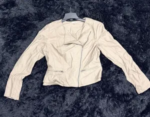 Women’s Cream Asymmetrical Zip Jacket Size L thumbnail 1