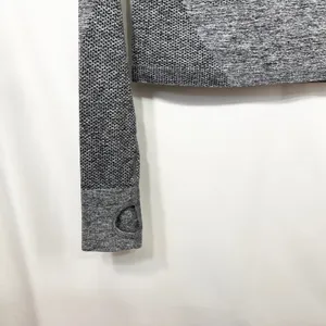 Seamless Workout‎ Set Gray Activewear Long Sleeve Crop Top Leggings TikTok 779 thumbnail 11