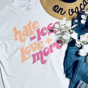 Love Tribe Hate Less & Love More Retro Bohemian Oversized T Shirt thumbnail 4