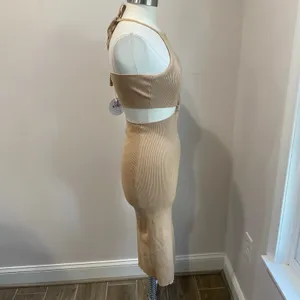 Petal & Pup Yareli Midi Sweater‎ Knit Dress In Beige Sz Large/XL thumbnail 4