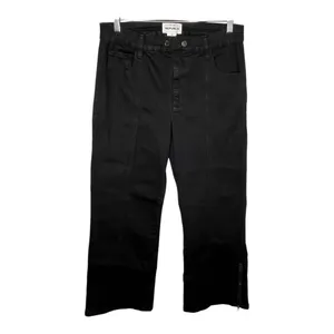 For The Republic Wide Leg Jeans Womens 8 Black Seam Detail Ankle Zip High‎ Rise thumbnail 5
