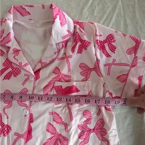 Women's Two Piece Short Sleeve and Shorts Pajamas Pink Size M #260256 thumbnail 5
