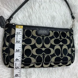 y2k COACH Black Signature Canvas Mini Purse Wristlet with Card Slots thumbnail 13