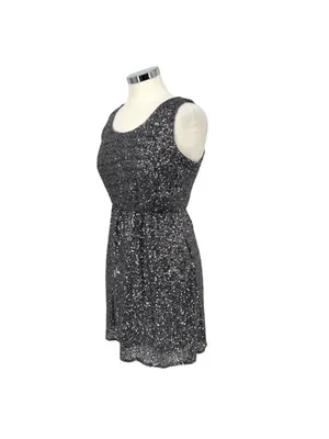 The Vintage Shop Cutout Silver Sequin Sleeveless Party Mini Dress Size Large thumbnail 4