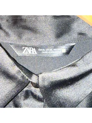 Zara Black satin blouse with french cuffs thumbnail 6