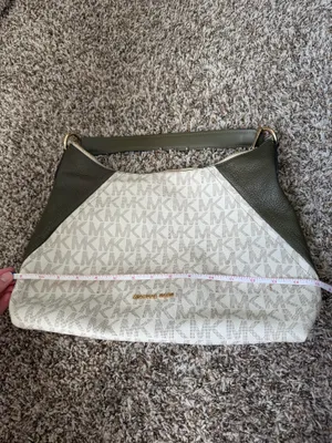 Michael Kors Aria Shoulder Bag Gold Hardware Green and Cream thumbnail 7