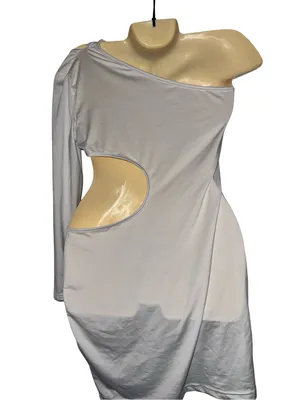White One-Shoulder Cutout Mini Dress thumbnail 4