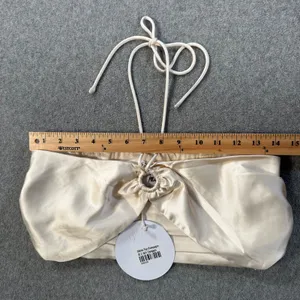 Princess Polly Odette Satin Crop Top Halter Women's Size 2 Champagne New Keyhole thumbnail 3