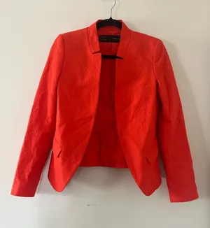 Zara Orange Open Front Blazer Small Dopamine Dressing Office Business Casual thumbnail 1