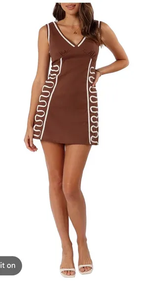 Petal & Pup Alexa Brown Dress Size Small thumbnail 1