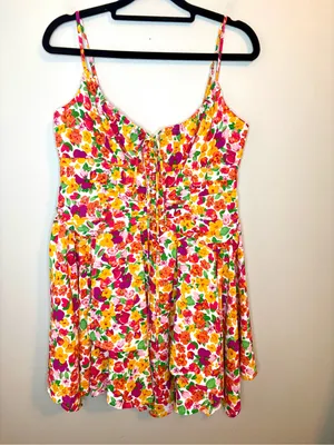 Princess Polly Barrett Mini Dress Multi Floral Size 12 Ruched Y2K thumbnail 3