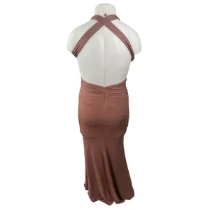 NEW Katie May Blush Pink Sleeveless Halter V Neck Open Back Bridesmaid Dress M thumbnail 4