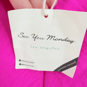 See You Monday Halter Mini Dress Women M Pink Barbiecore Y2K Minimalist Feminine thumbnail 6