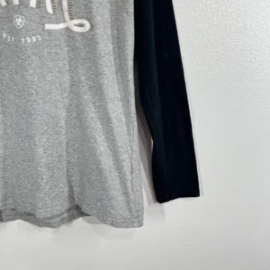 Ariat‎ REAL Women L Large Baseball Tee Shirt Grey Black Raglan Long Sleeve Logo thumbnail 5