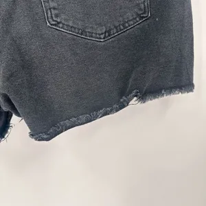 American Eagle Black 90s Boyfriend‎ Distressed CutOff Hi Rise Denim Shorts Sz 12 thumbnail 12