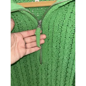 Aerie Kelly Green Cable Car Quarter Zip Sweater Oversized S Chenille thumbnail 5