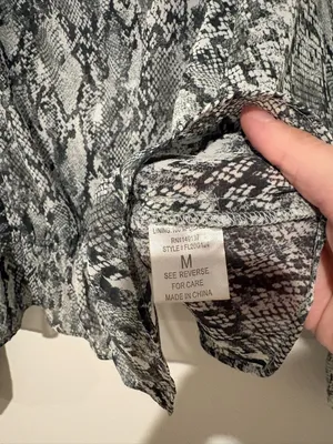 Altar'd State Top Snake Skin Print Sheer Lined Elastic‎ Waist grey medium thumbnail 4