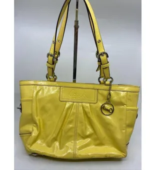 COACH Medium Patent Leather Shoulder Bag Yellow thumbnail 2