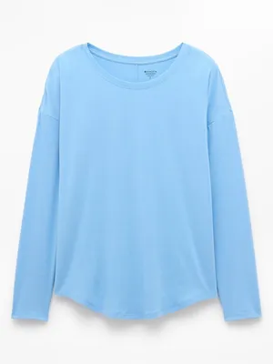 New Athleta L Move With Ease Top  Large  Regular Breeze Blue Long Sleeve thumbnail 6