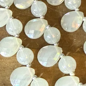 Iridescent white layered bead bib necklace thumbnail 4