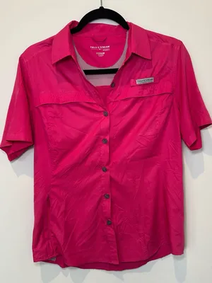 Field & Stream Women's Pink Short Sleeve Performance Button-Down Fishing Shirt S thumbnail 1