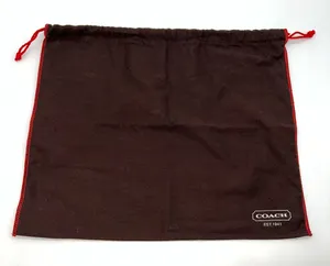 Coach Dark Brown Drawstring Dust Bag with Red Trim and Drawstring 16” X 13.5” thumbnail 1