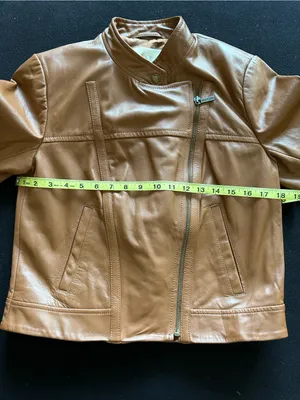 Michael Kors Genuine Leather Moto Jacket – Camel – Women's Size M thumbnail 10
