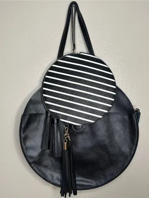 Anthropologie Remi/Reid Vegan Leather Allison Circle Bag in a Bag Stripe Handbag thumbnail 5