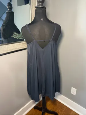 American Eagle black slip dress boho style beaded scoop neckline medium thumbnail 6