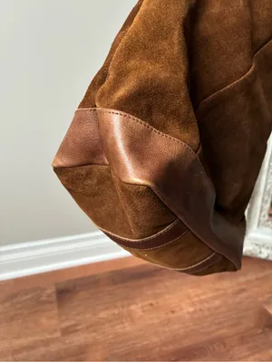 Anabaglish suede leather bucket bag with dreamcatcher charm thumbnail 14