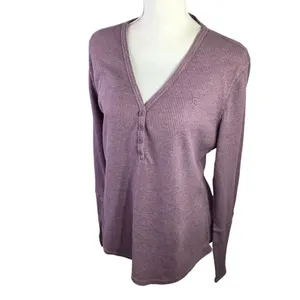 ✨Zyia Active Don't Wake Me Up Sz Small shirt purple waffle knit thermal✨ thumbnail 2